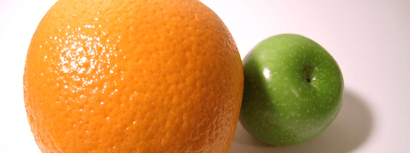 comparing two companies with oranges and apples analogy